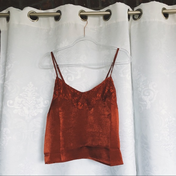 Last 1✨🆕Coralee Rust Satin & Lace Cami Top - Picture 6 of 8